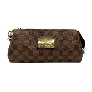 Louis Vuitton Damier Eva Shoulder Bag Canvas Ebene Brown Leather